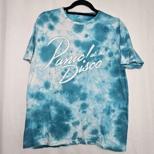 Panic! At The Disco Blue Tie Dye Pattern Short Sleeve Short Size Large